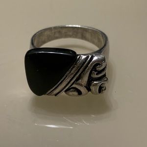 💥 vintage palladium and silver ring with onyx